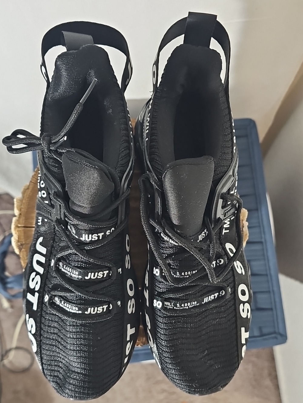 Black Women's Knit Sneakers with Bold JUST SO Accent